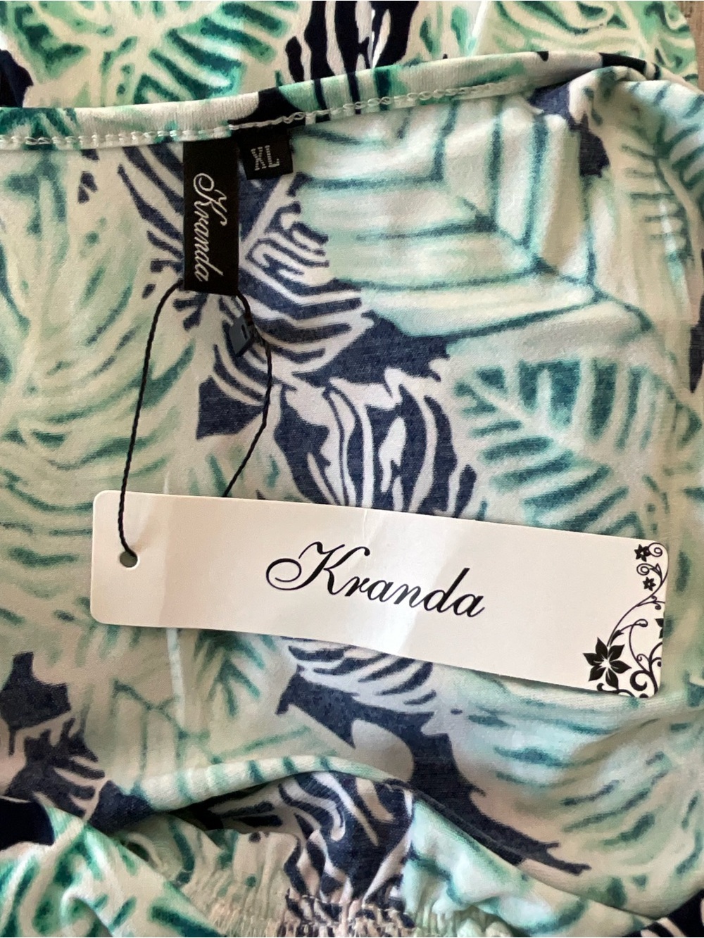 Kranda Dress Size XL Green Tropical Sleeveless Maxi Dress with V-Neck - Picture 5 of 7